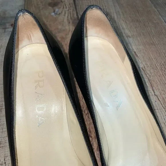 Prada square toe black pumps heels - Picture 8 of 11